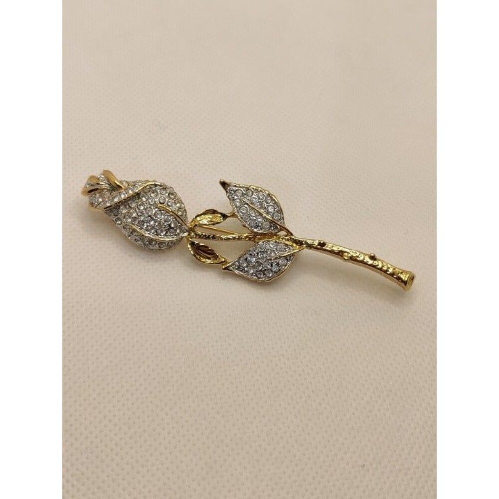 Rhinestones, two tone Rose Pin